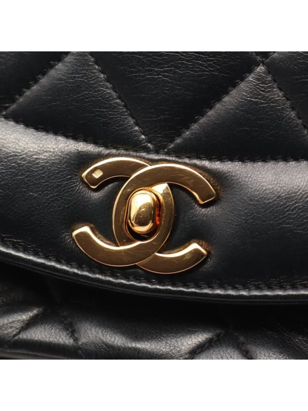 Chanel Shoulder Bag Quilted Diana Flap Black Lambskin Chain